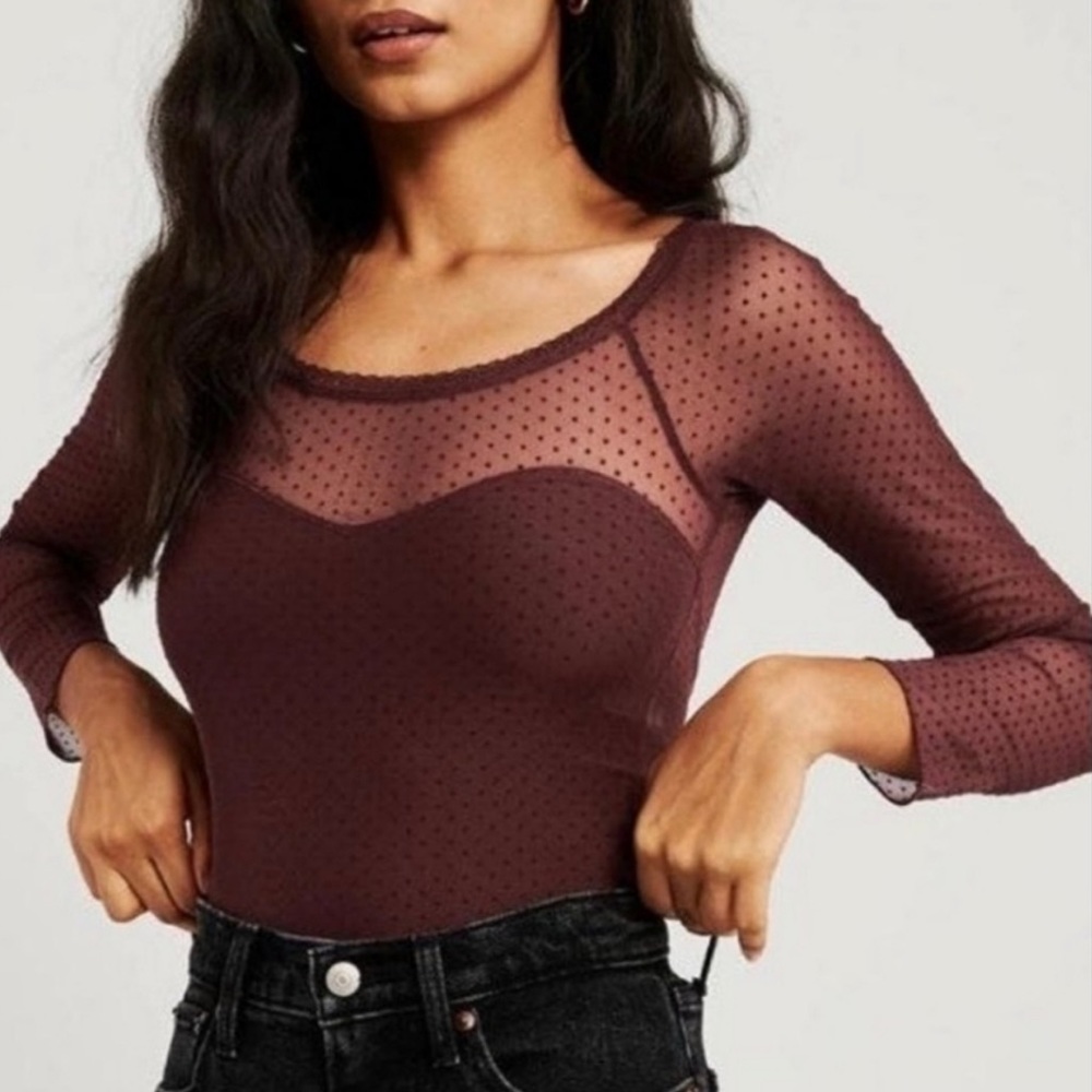 Abercrombie & Fitch Mesh Polka Dot Bodysuit